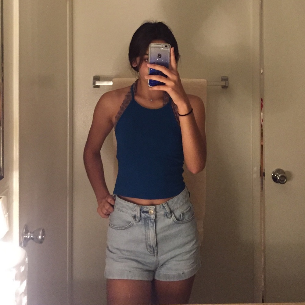 express blue crop top